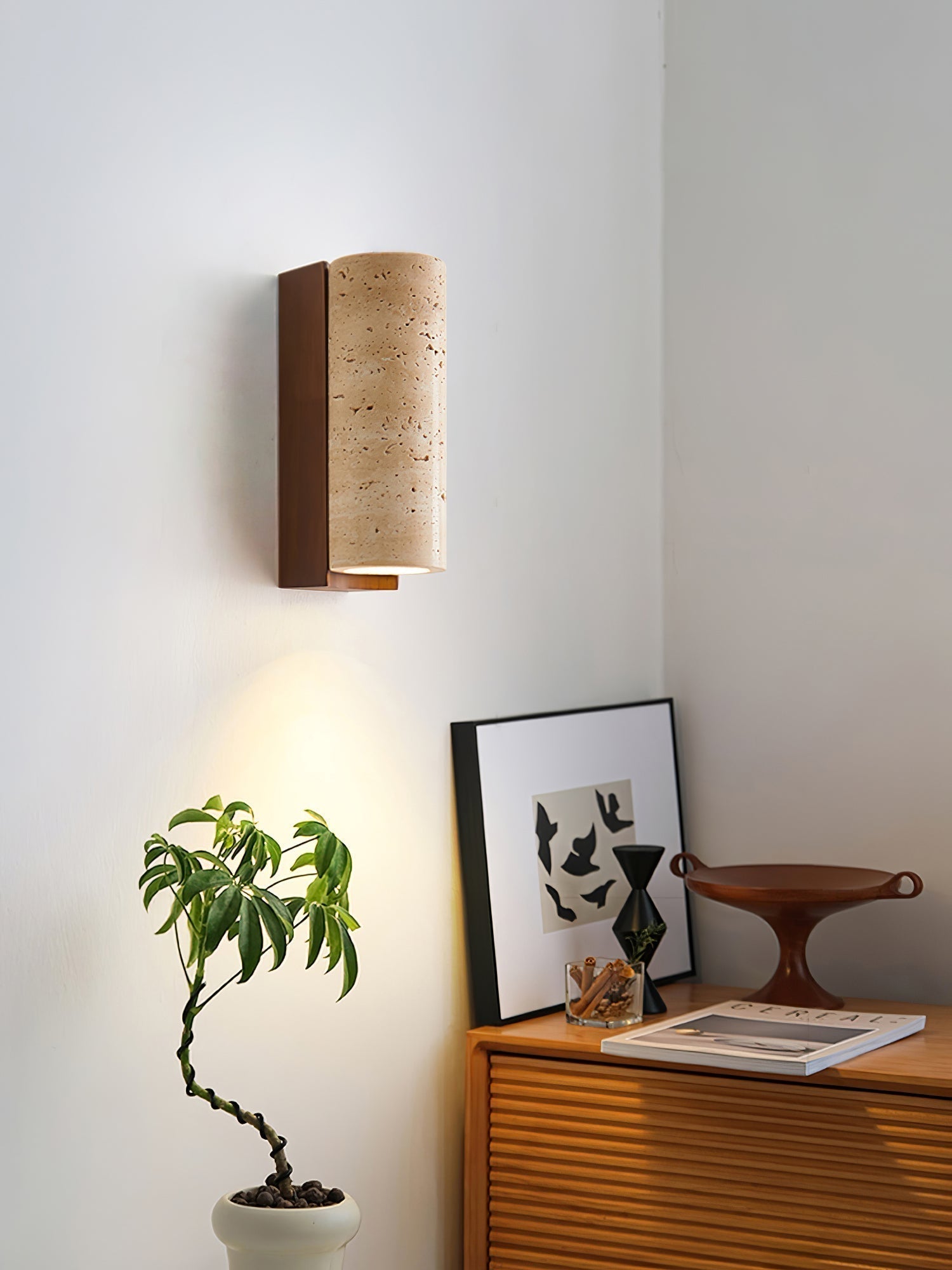 Lysandra Cylindrical Travertine Wall Light - Blowlighting