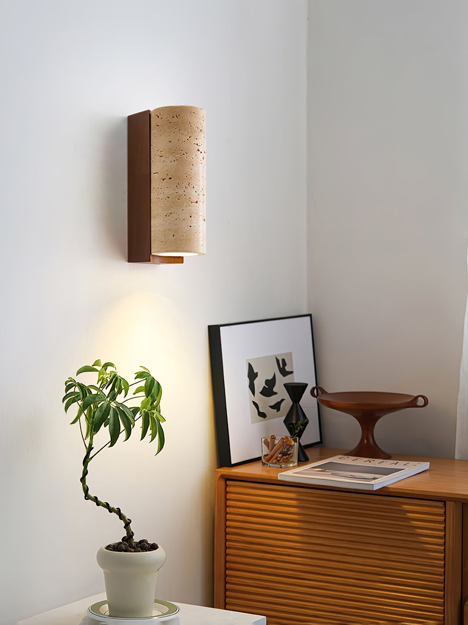 Lysandra Cylindrical Travertine Wall Light - Blowlighting