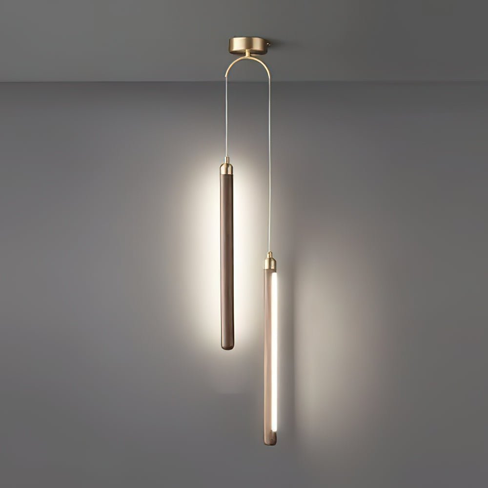 Kyoto Lineare Pendelleuchte aus Walnuss-Messing-Letslighting