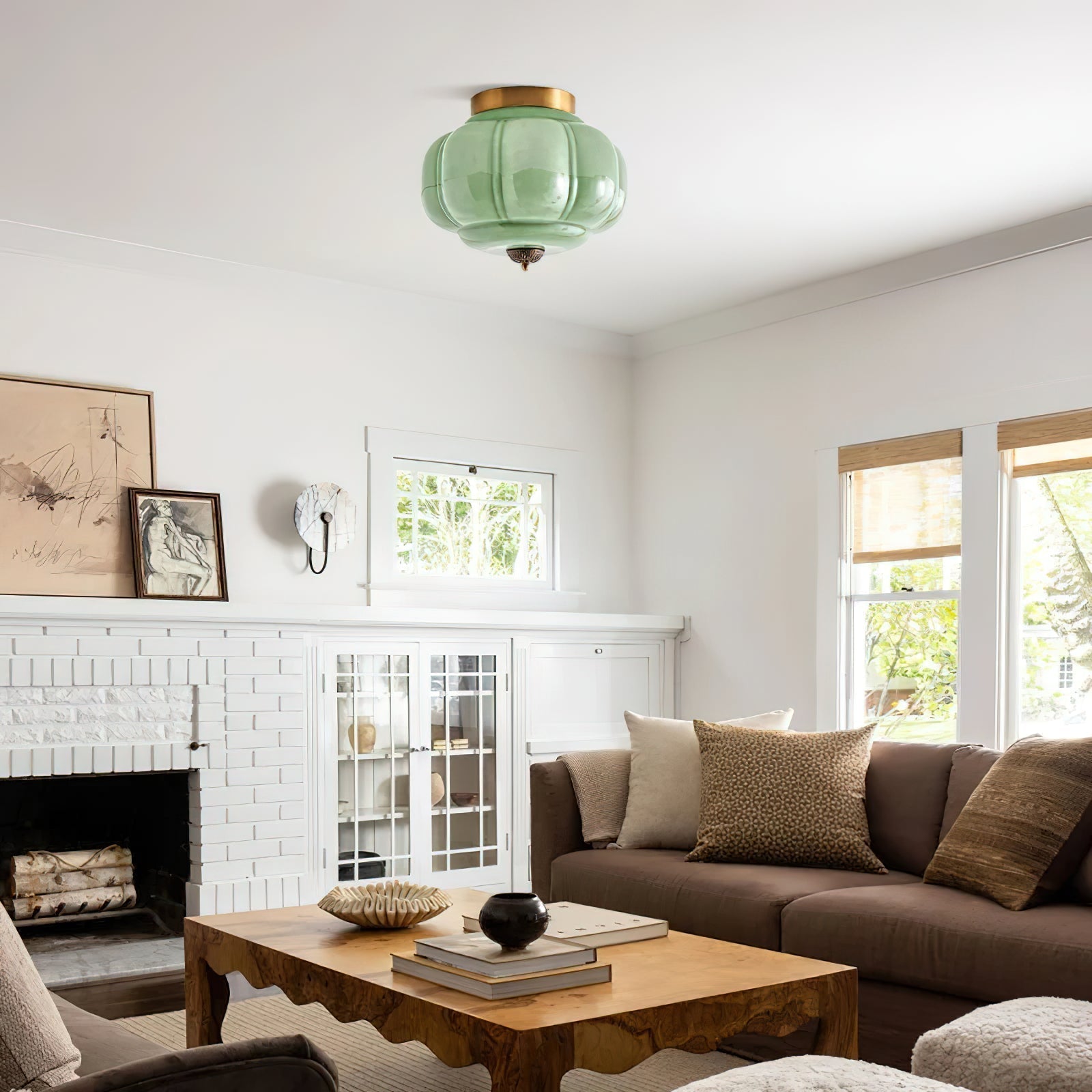 Elyra Green Glass Ceiling Lamp - Letslighting