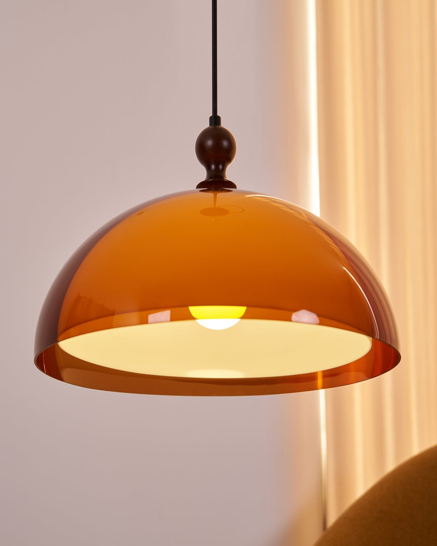 Solven Amber Glass Dome Pendant Light - Letslighting