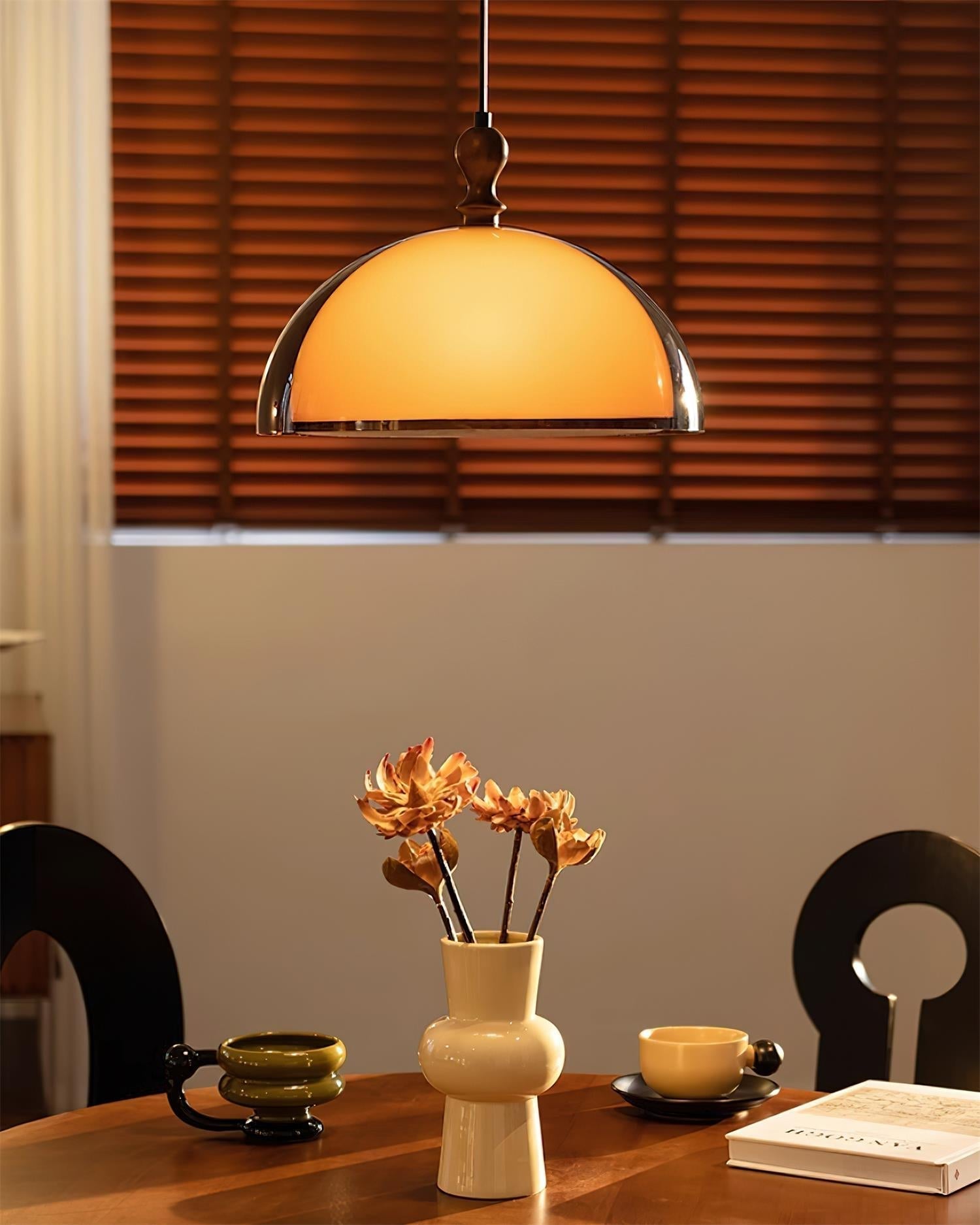 Solven Amber Glass Dome Pendant Light - Letslighting