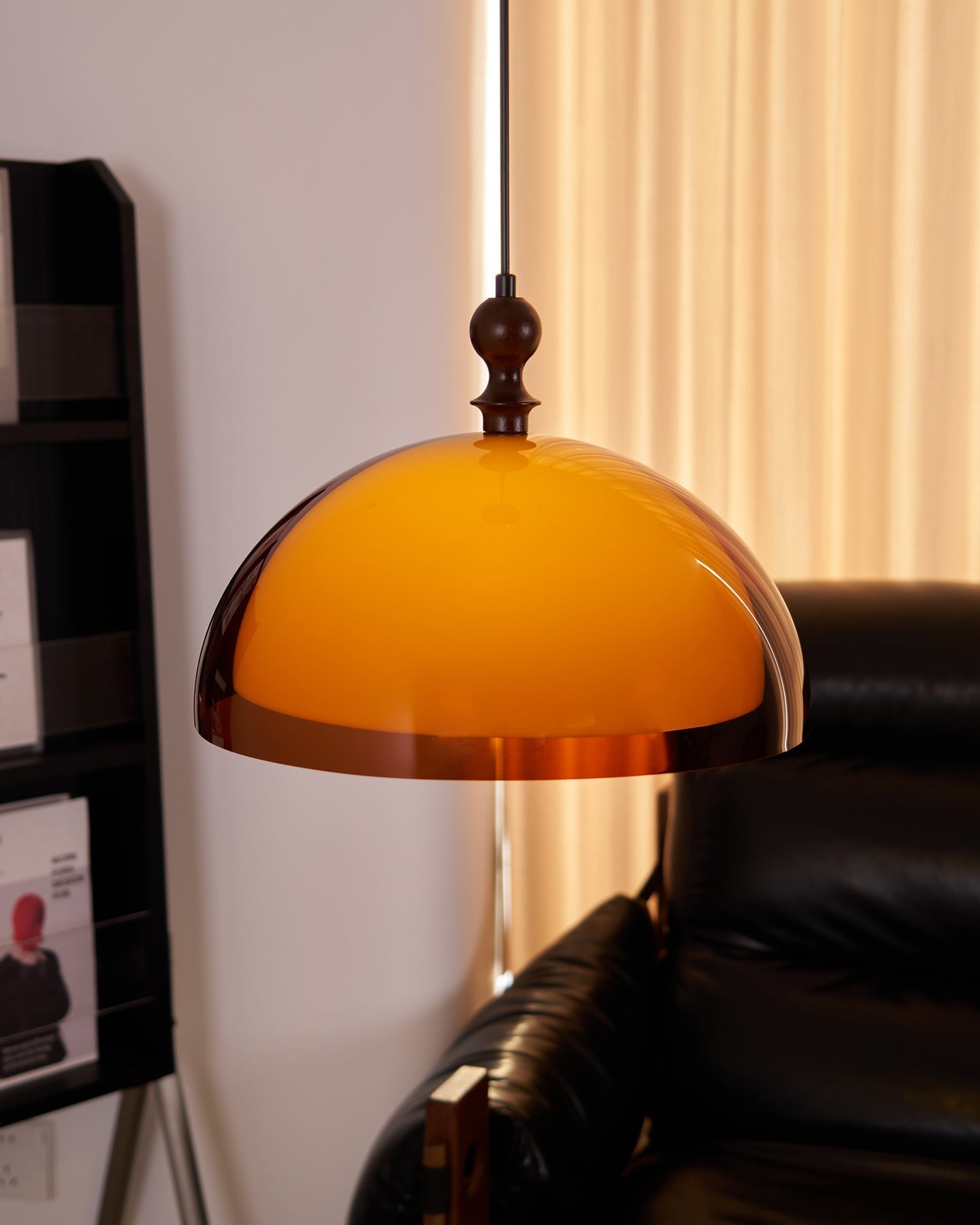 Solven Amber Glass Dome Pendant Light - Letslighting