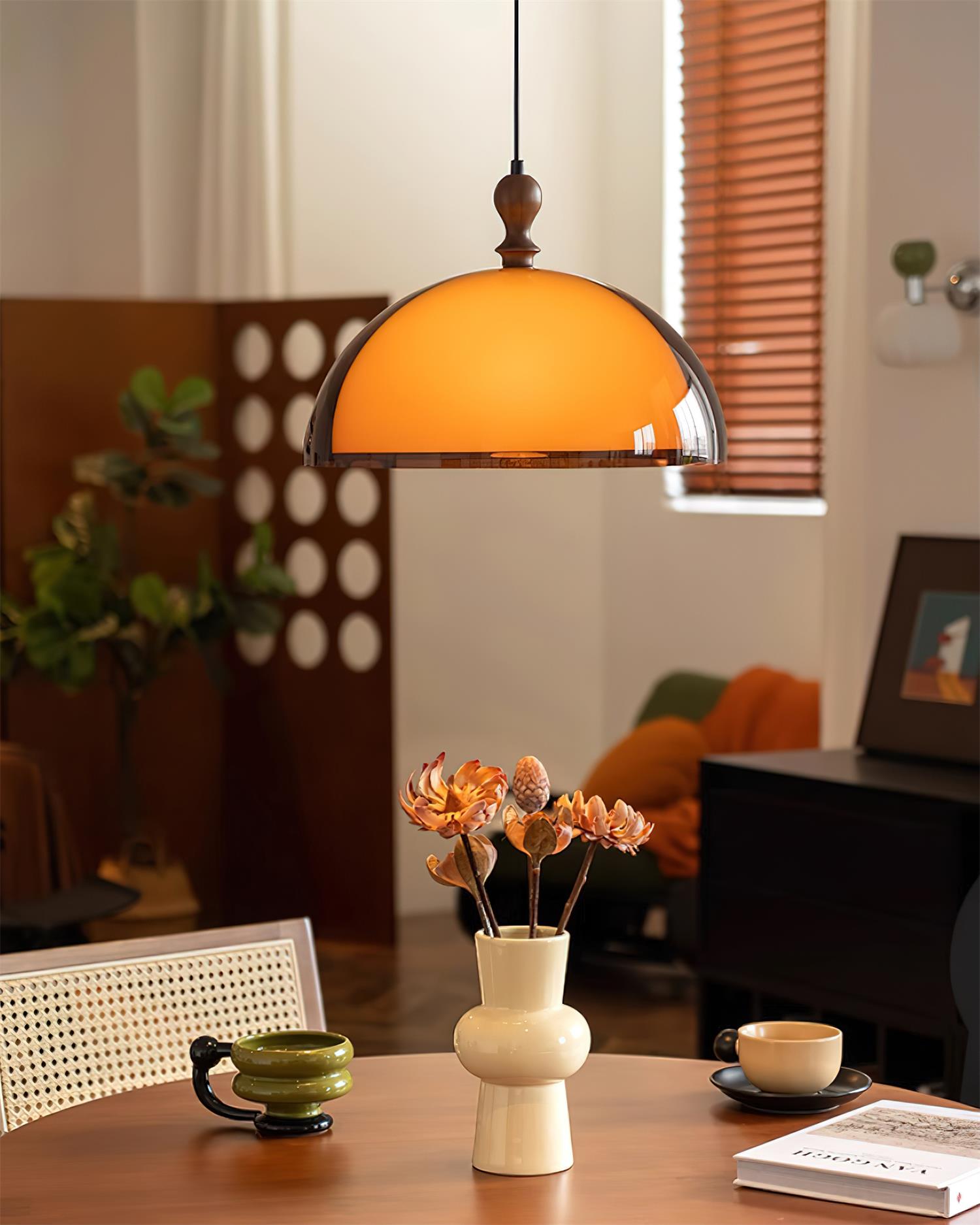 Solven Amber Glass Dome Pendant Light - Letslighting