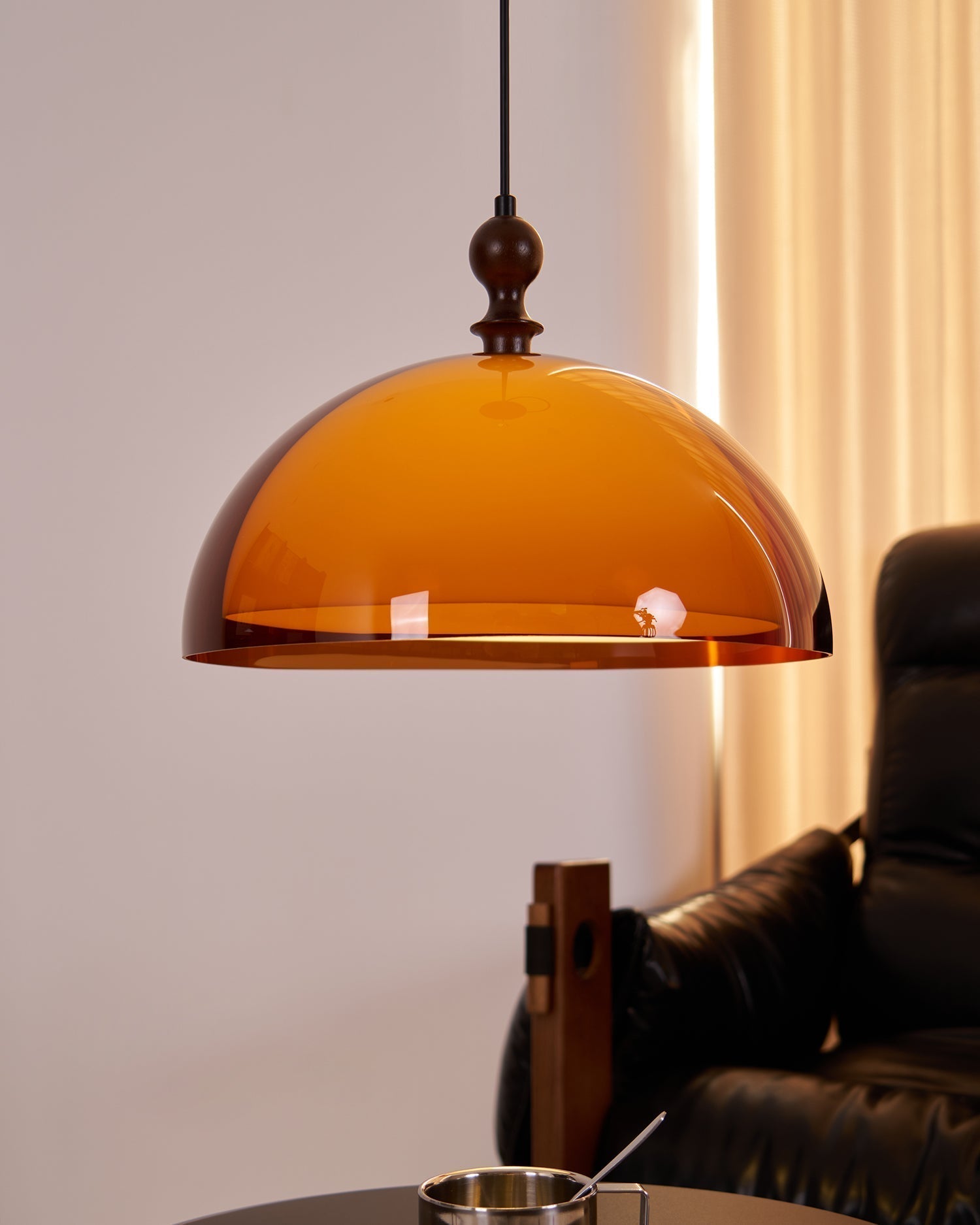 Solven Amber Glass Dome Pendant Light - Letslighting