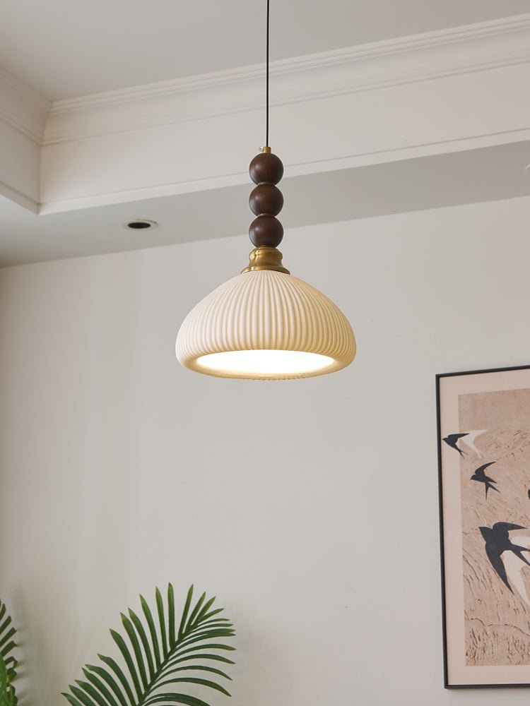 Avshaara Traditionell Eleganz Vintage Stoff Holz Pendelleuchte-Letslighting