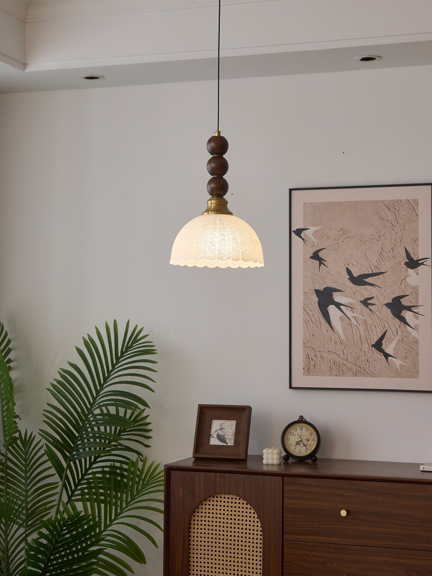 Avshaara Traditionell Eleganz Vintage Stoff Holz Pendelleuchte-Letslighting
