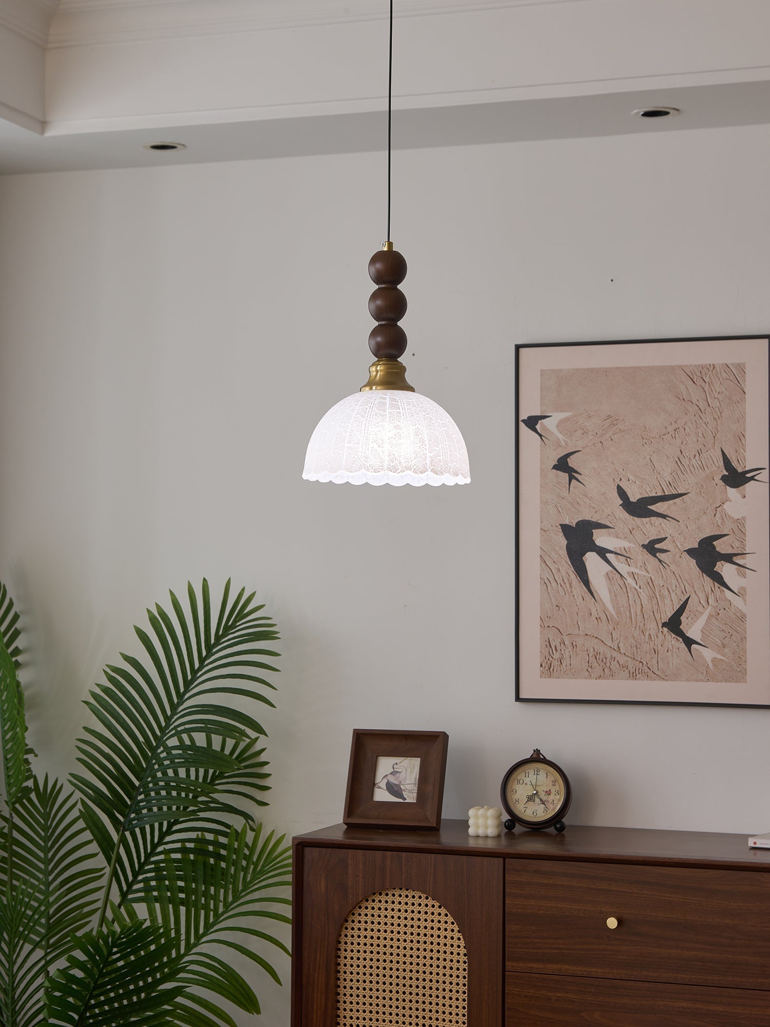 Avshaara Traditionell Eleganz Vintage Stoff Holz Pendelleuchte-Letslighting