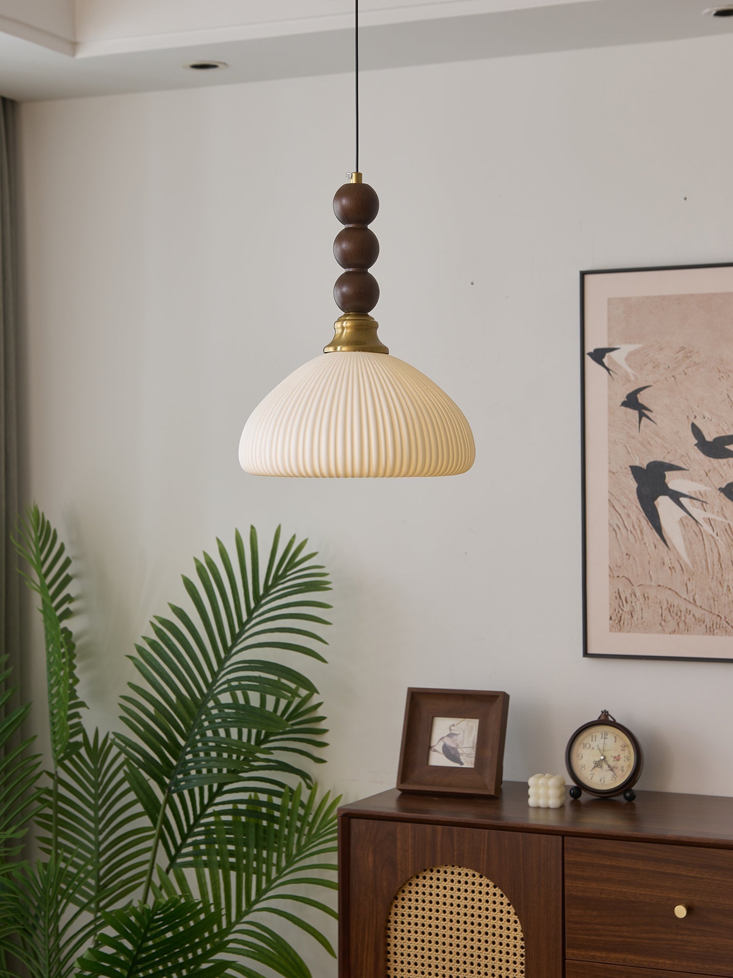 Avshaara Traditionell Eleganz Vintage Stoff Holz Pendelleuchte-Letslighting