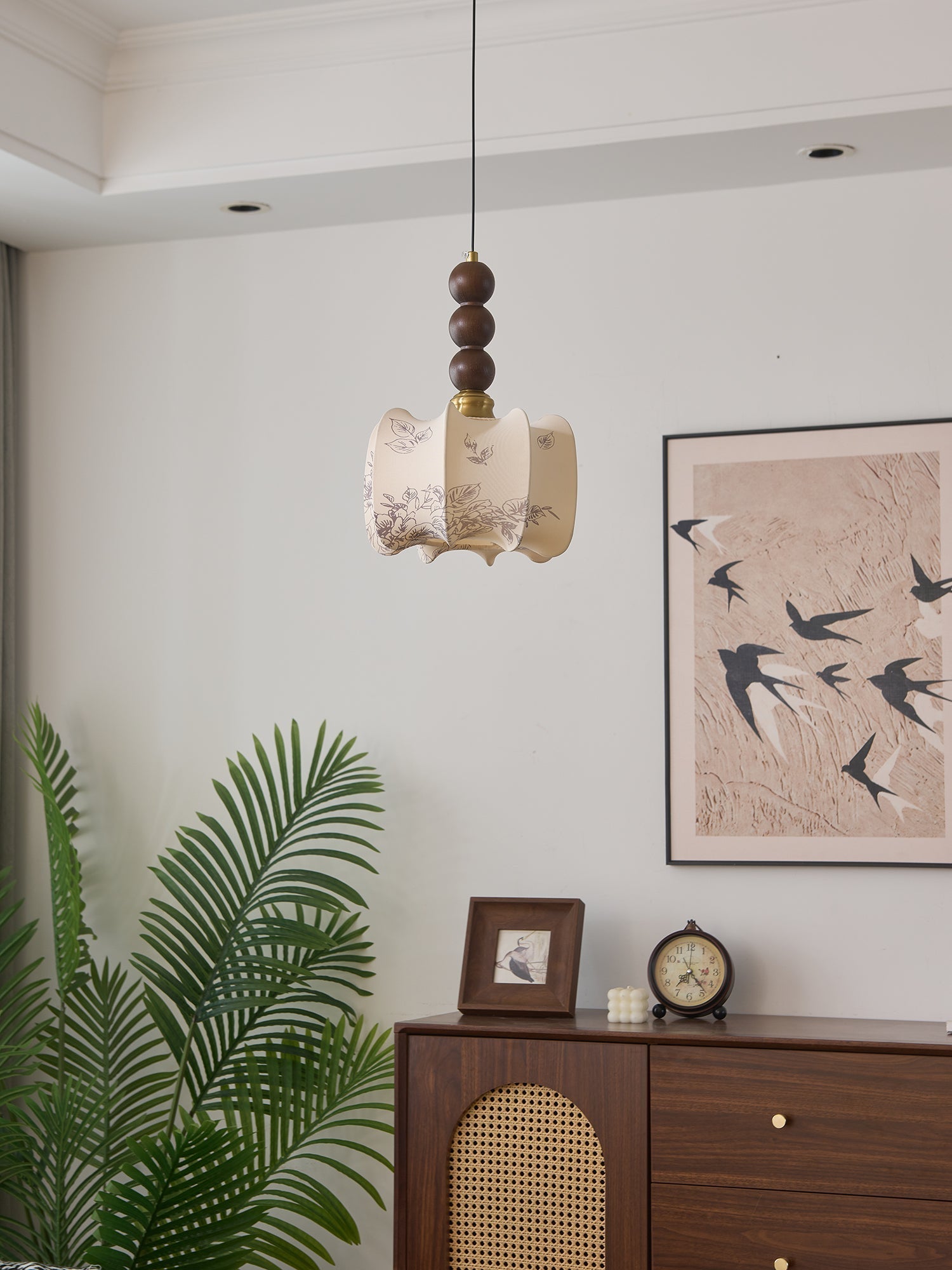 Avshaara Traditionell Eleganz Vintage Stoff Holz Pendelleuchte-Letslighting
