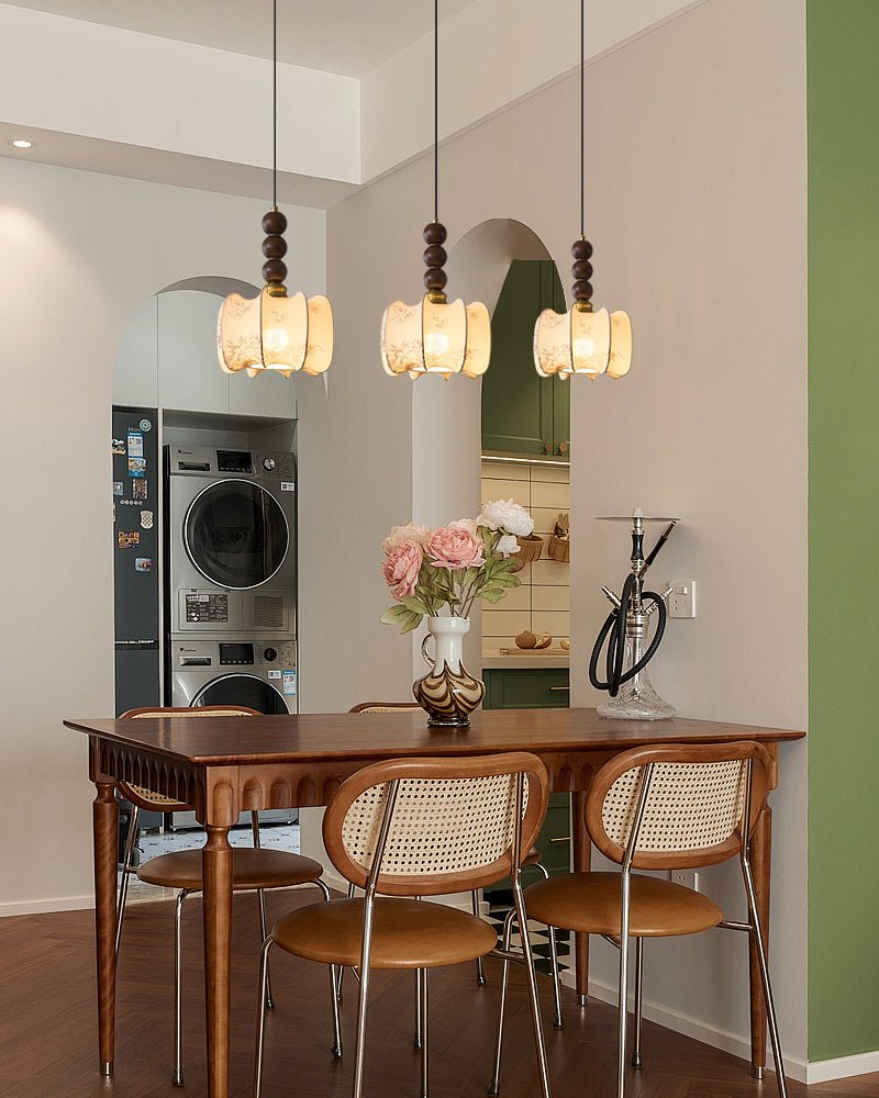 Avshaara Traditionell Eleganz Vintage Stoff Holz Pendelleuchte-Letslighting