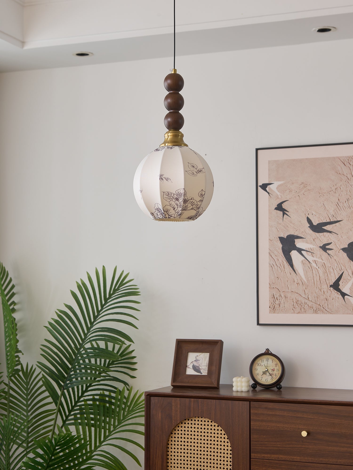 Avshaara Traditionell Eleganz Vintage Stoff Holz Pendelleuchte-Letslighting