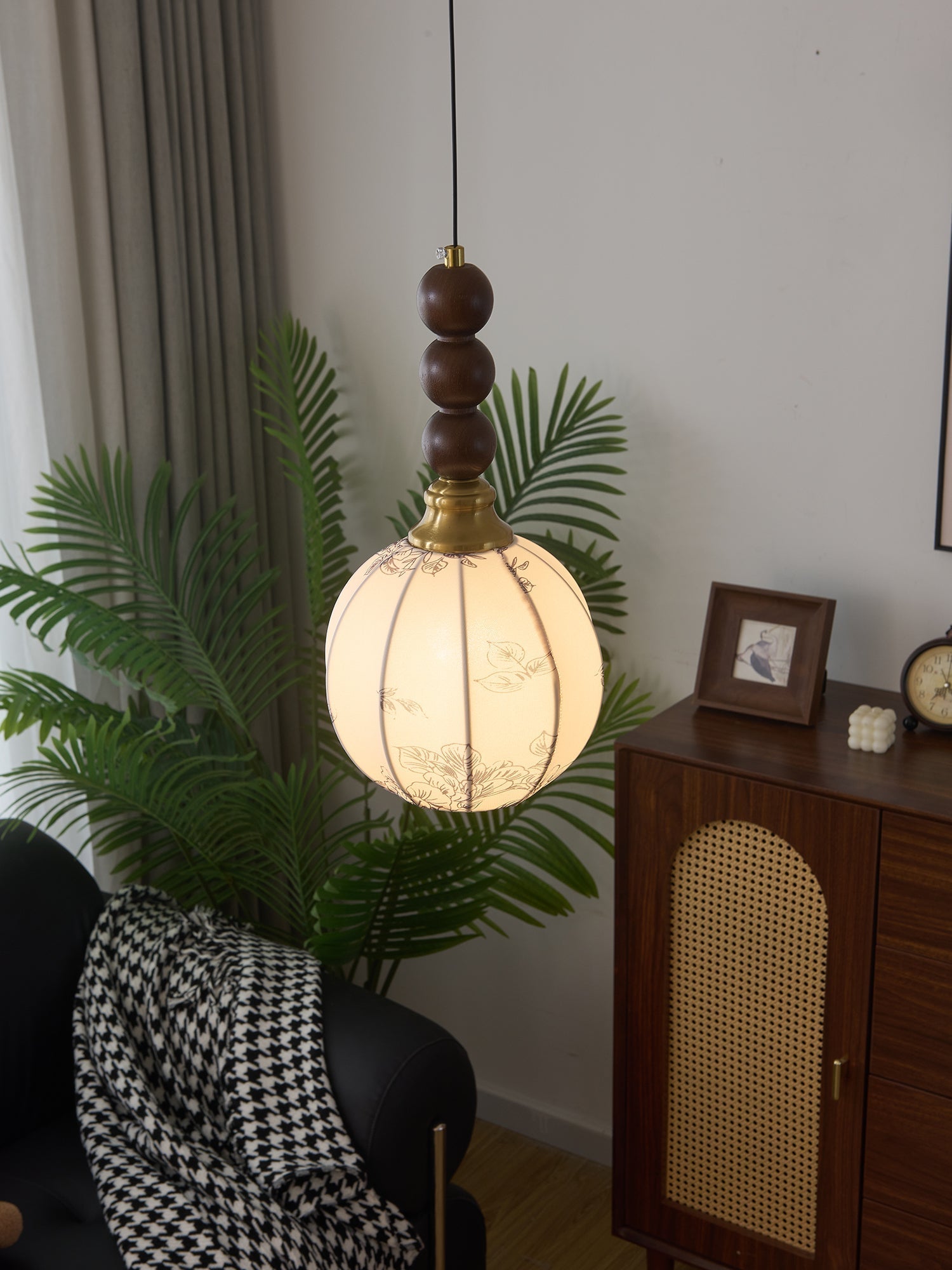 Avshaara Traditionell Eleganz Vintage Stoff Holz Pendelleuchte-Letslighting
