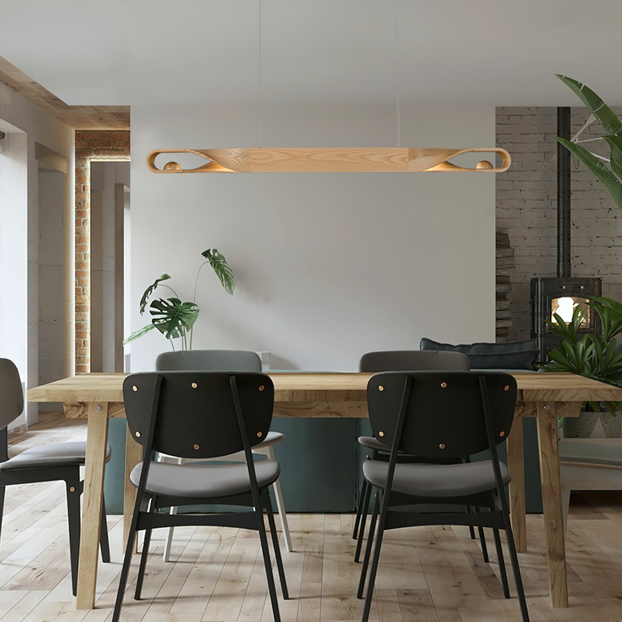 Lustra Pendelleuchte Holz Gekrümmt Minimalistisch-Letslighting