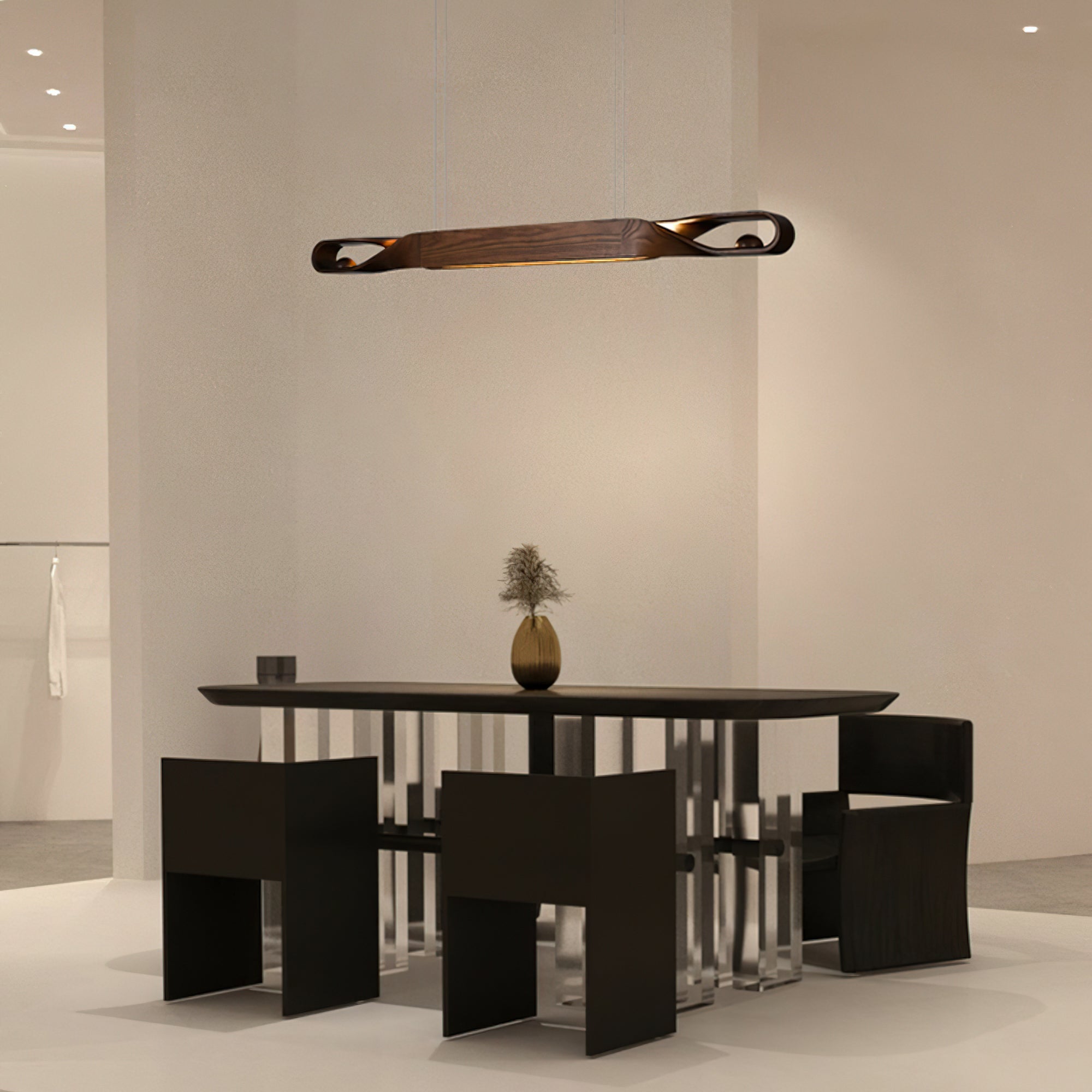 Lustra Pendelleuchte Holz Gekrümmt Minimalistisch-Letslighting
