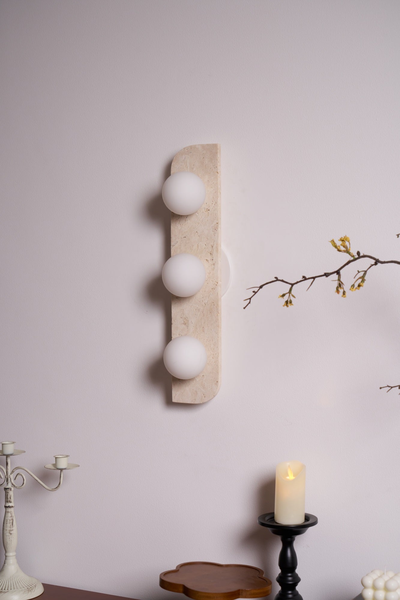 Alsilis Minimalist Travertine Wall Light - Neutralighting