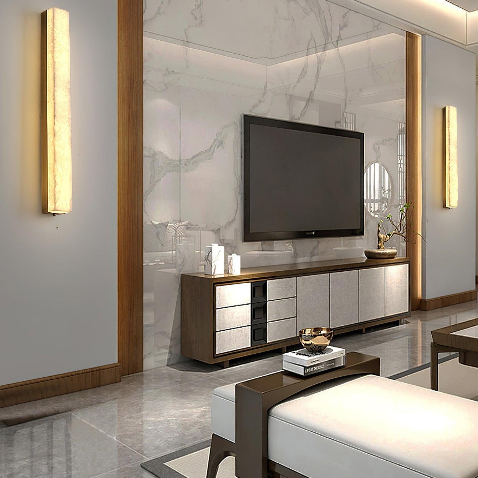 Isen Lineare Messing Alabaster Wandleuchte