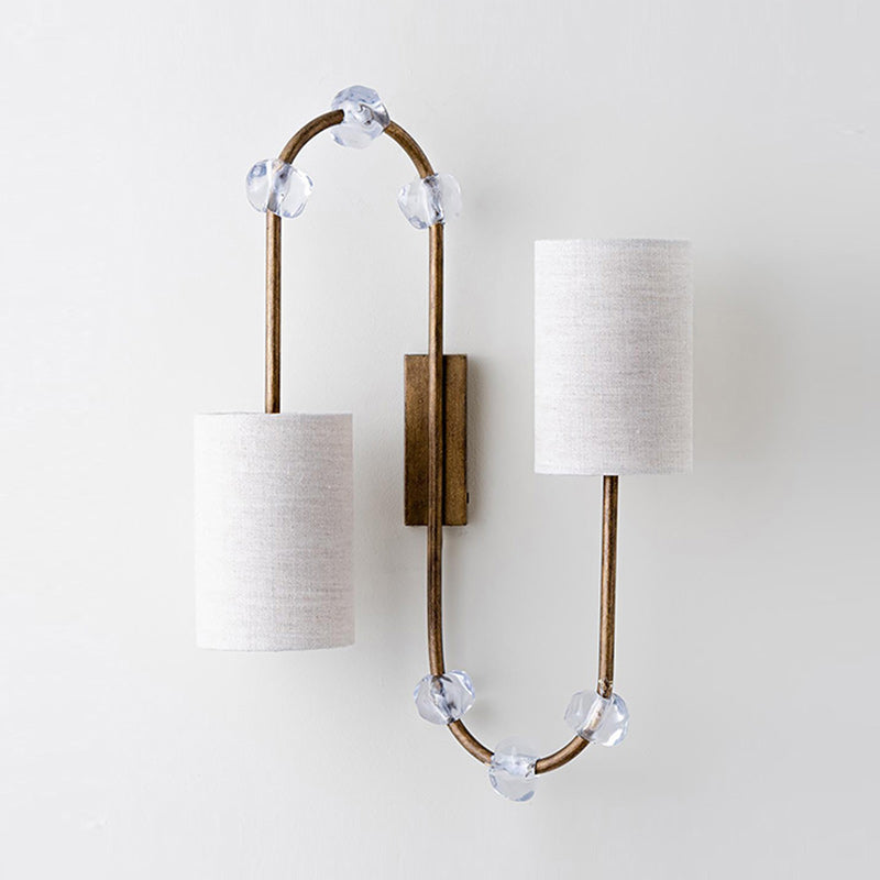 Rune Industrielle Vintage Wandleuchte aus Stoff mit Kristallen-Letslighting