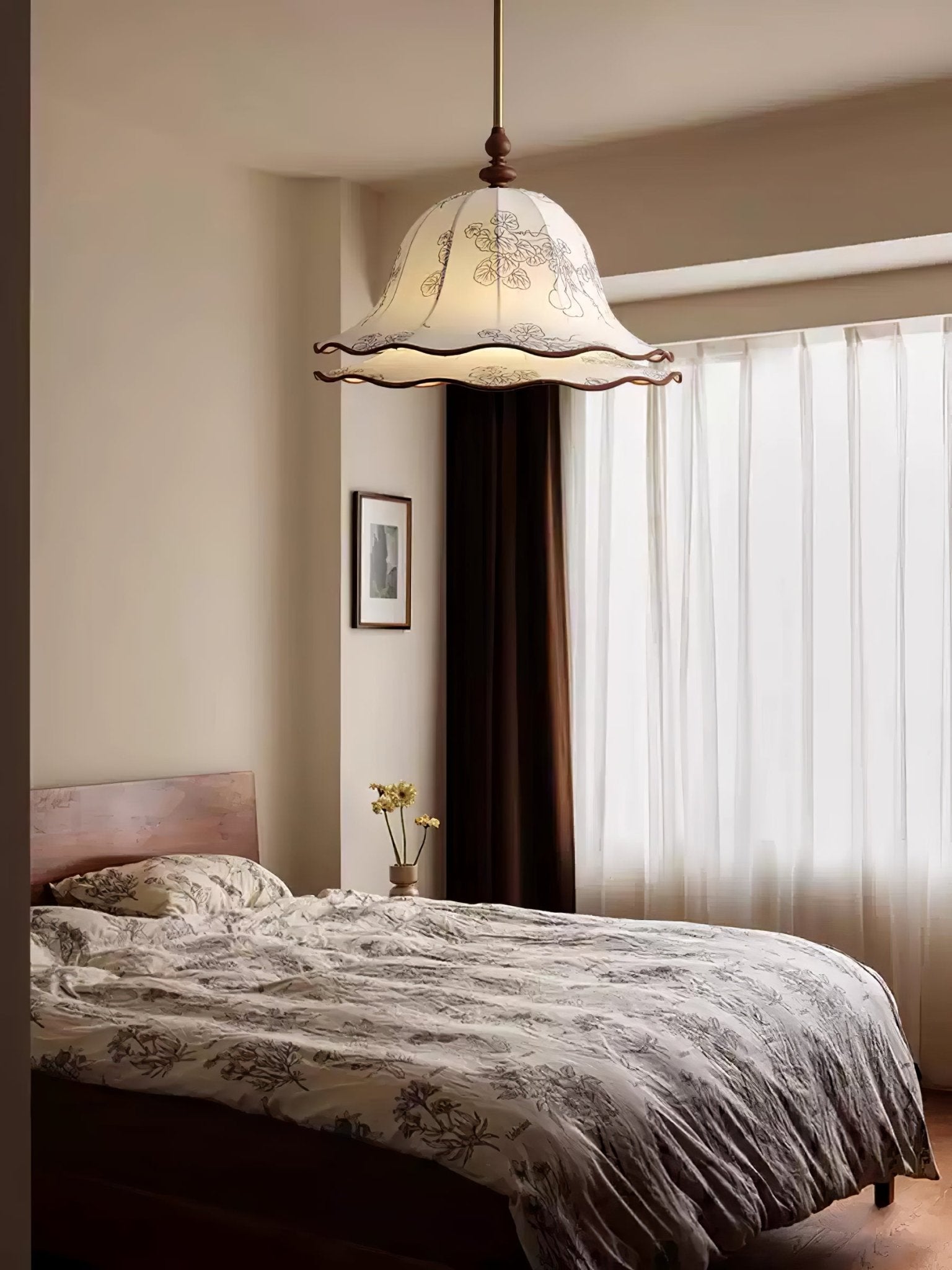 Ilsilis Traditionelle Eleganz Stoff Holz Pendelleuchte-Letslighting