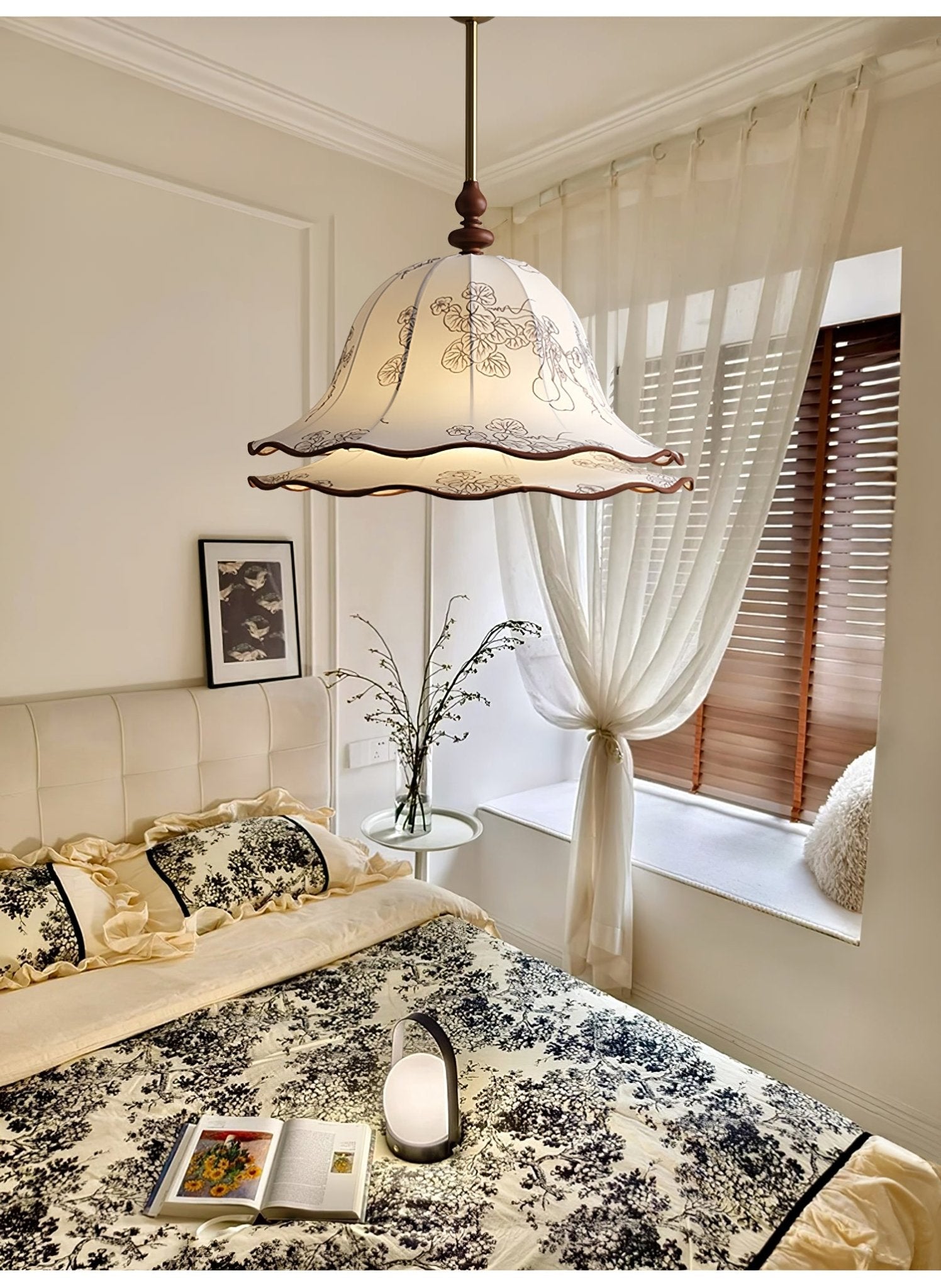 Ilsilis Traditionelle Eleganz Stoff Holz Pendelleuchte-Letslighting