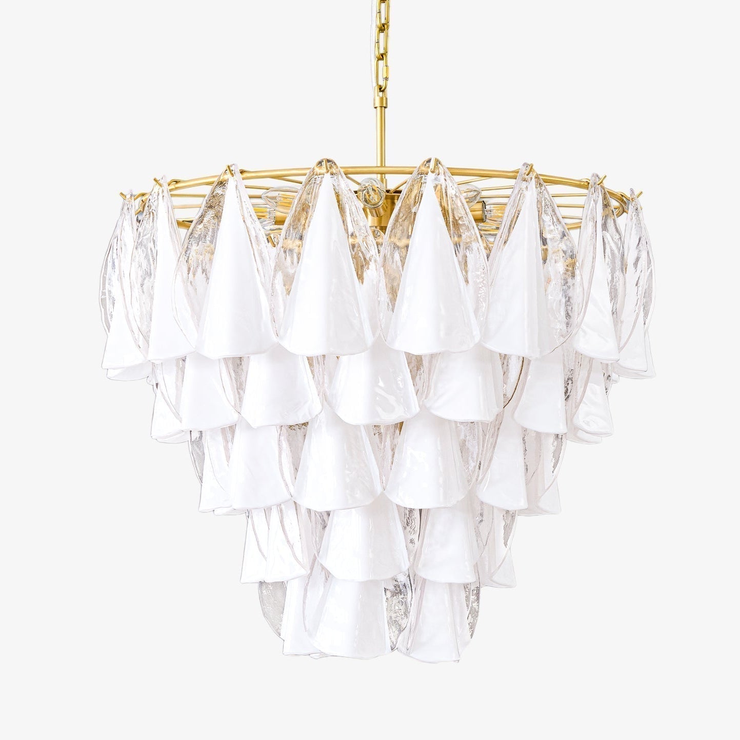 Aurora Chandelier White Leaf Glass Layered Modern - Neutralighting