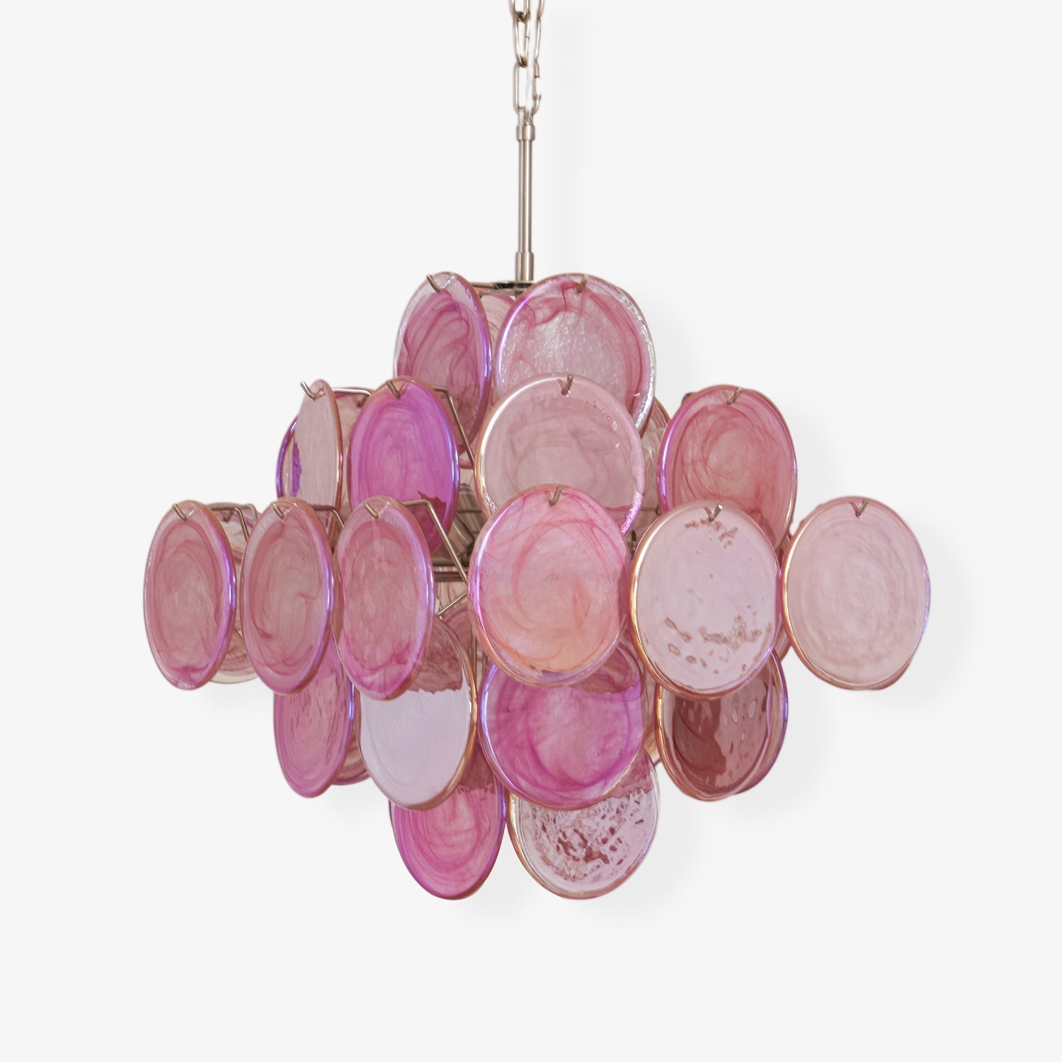 Aurora Chandelier Pink Glass Disc Layered Romantic - Neutralighting