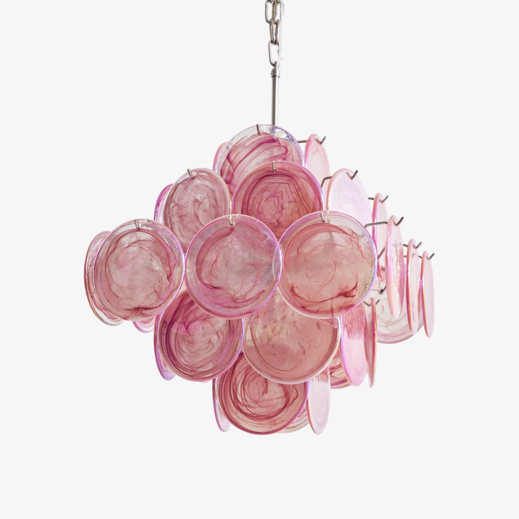 Aurora Chandelier Pink Glass Disc Layered Romantic - Neutralighting