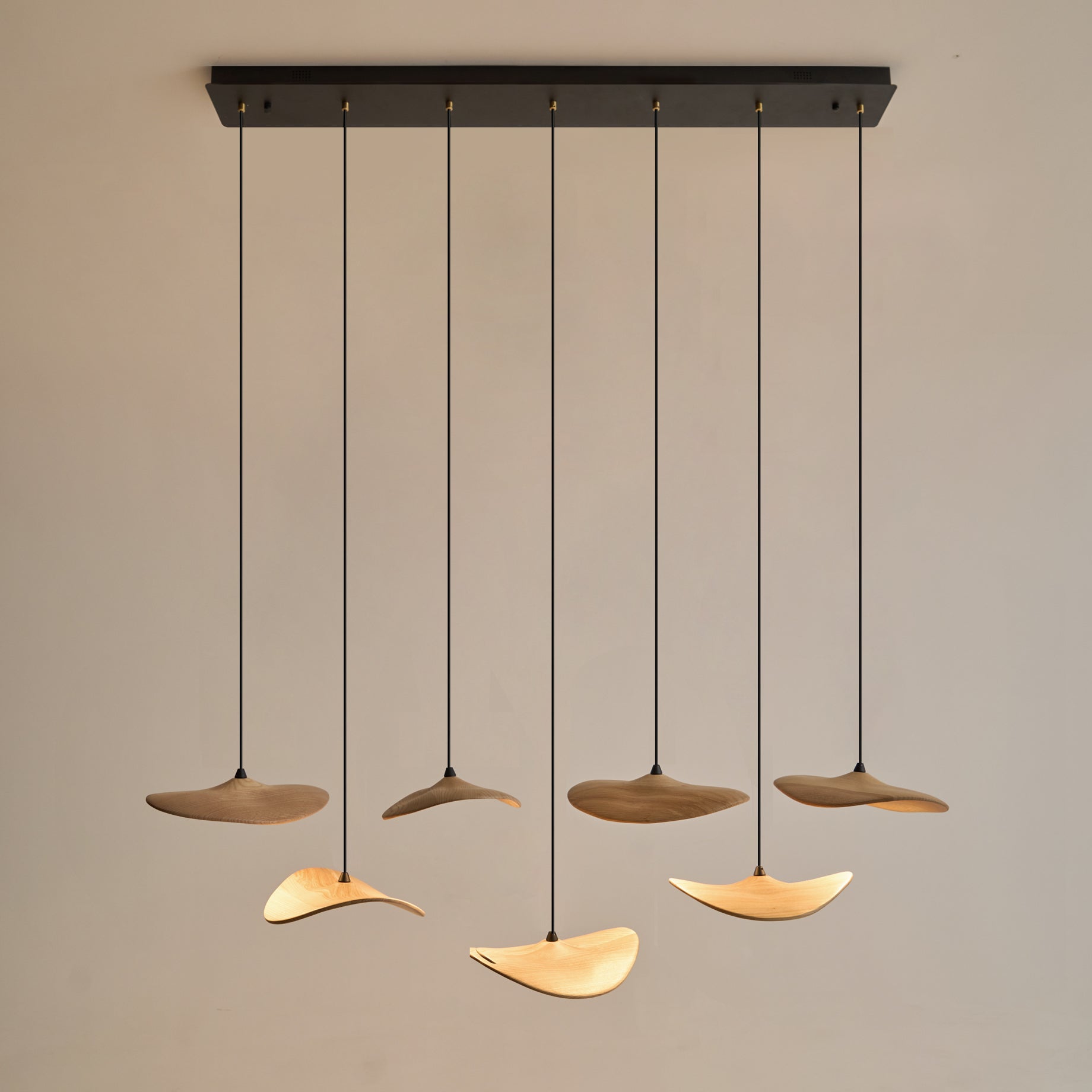 Abbott Modern Minimalist Empty Leaf Metal Wood Chandelier - Blowlighting