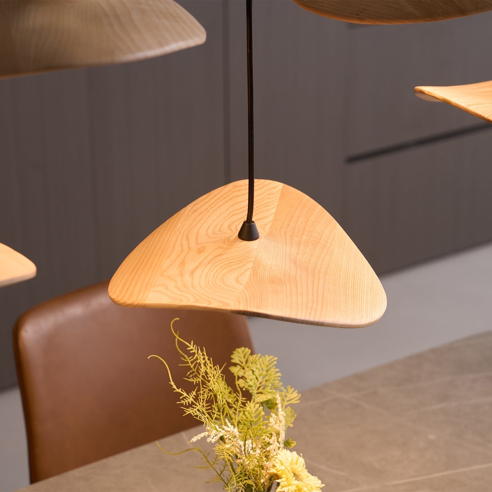 Abbott Modern Minimalist Empty Leaf Metal Wood Chandelier - Blowlighting