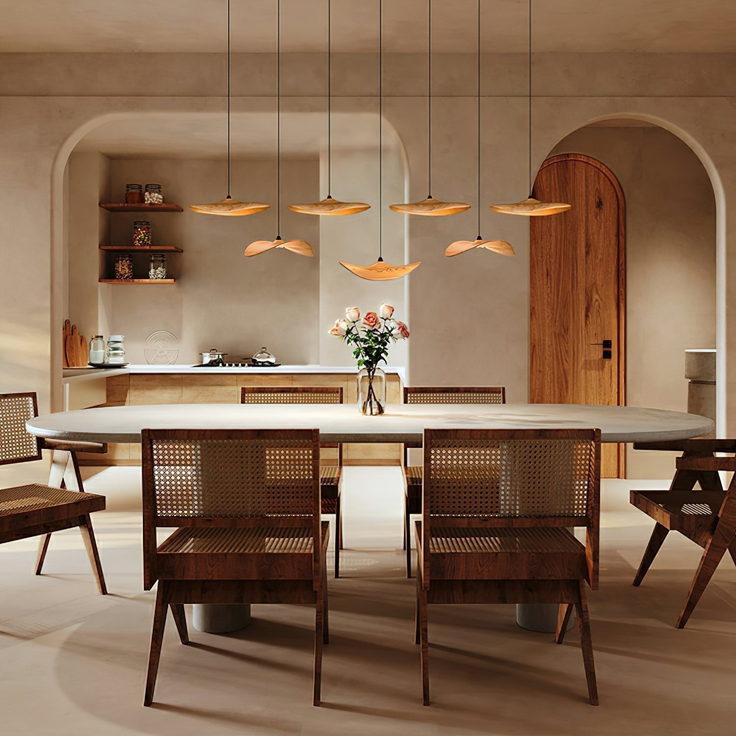 Abbott Modern Minimalist Empty Leaf Metal Wood Chandelier - Blowlighting