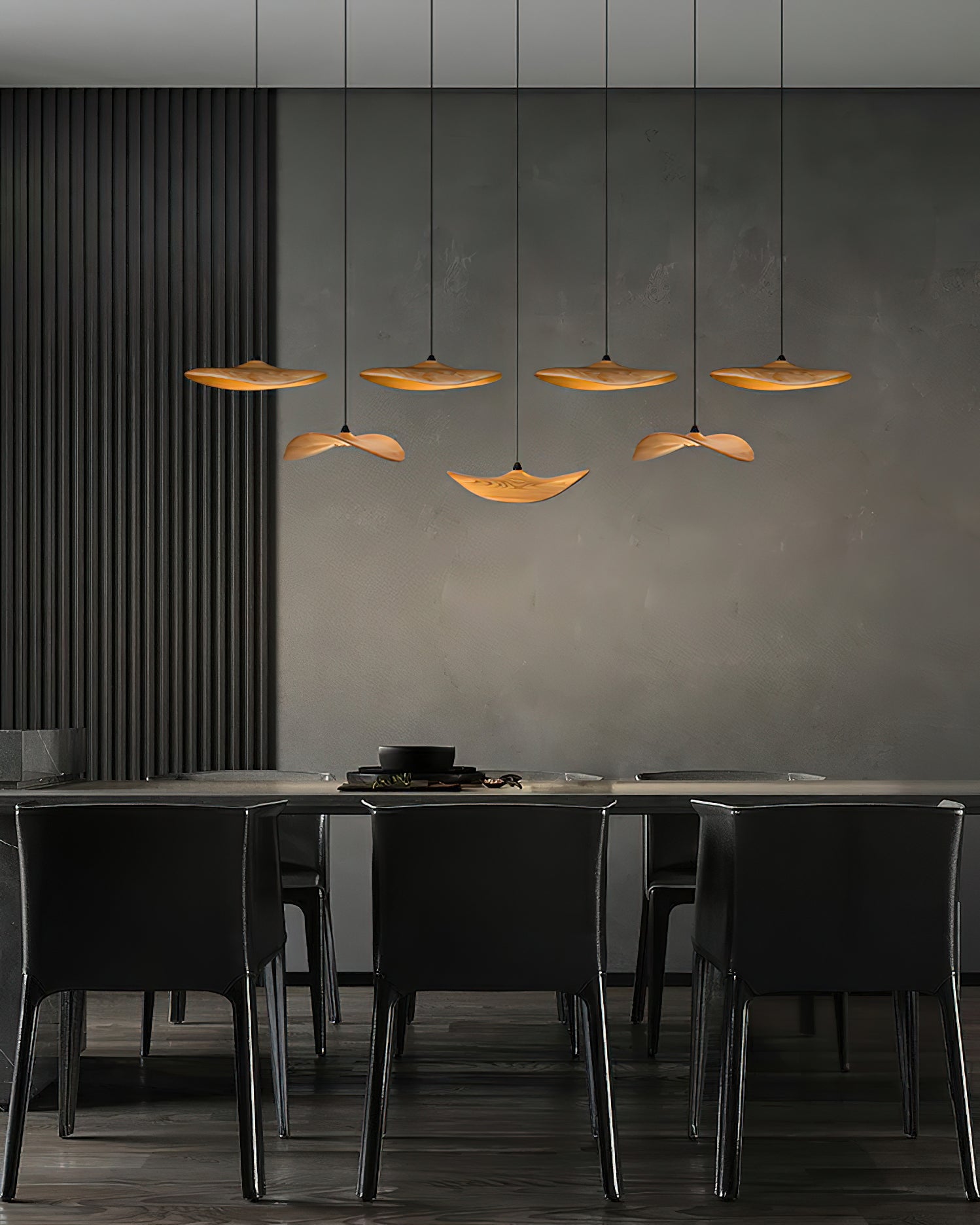 Abbott Modern Minimalist Empty Leaf Metal Wood Chandelier - Blowlighting
