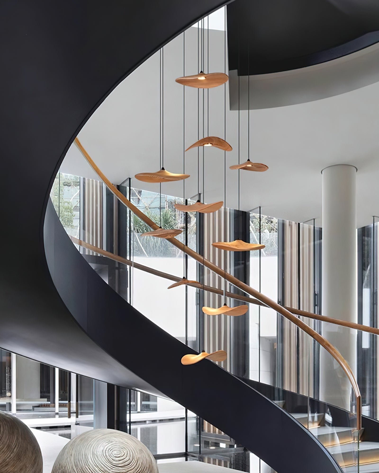 Abbott Modern Minimalist Empty Leaf Metal Wood Chandelier - Blowlighting