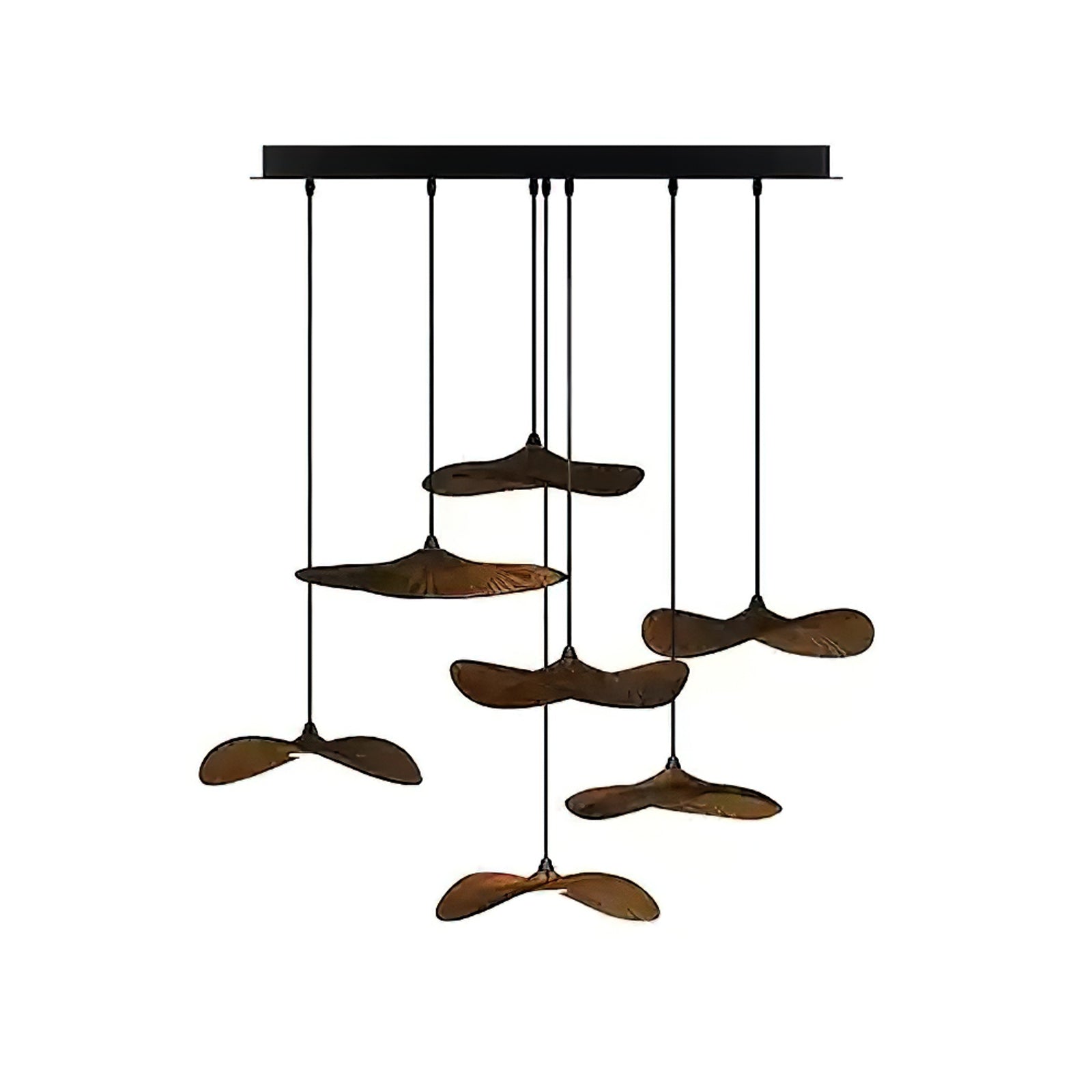 Abbott Modern Minimalist Empty Leaf Metal Wood Chandelier - Blowlighting