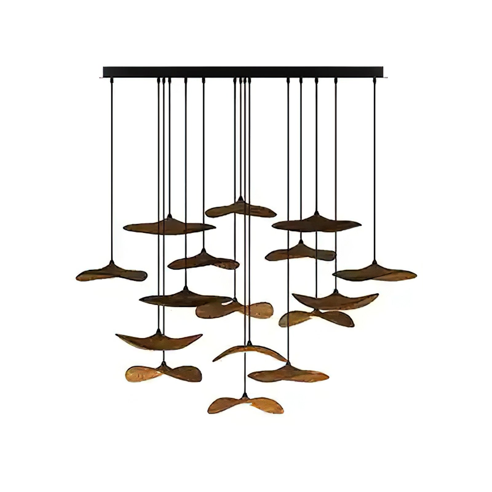Abbott Modern Minimalist Empty Leaf Metal Wood Chandelier - Blowlighting