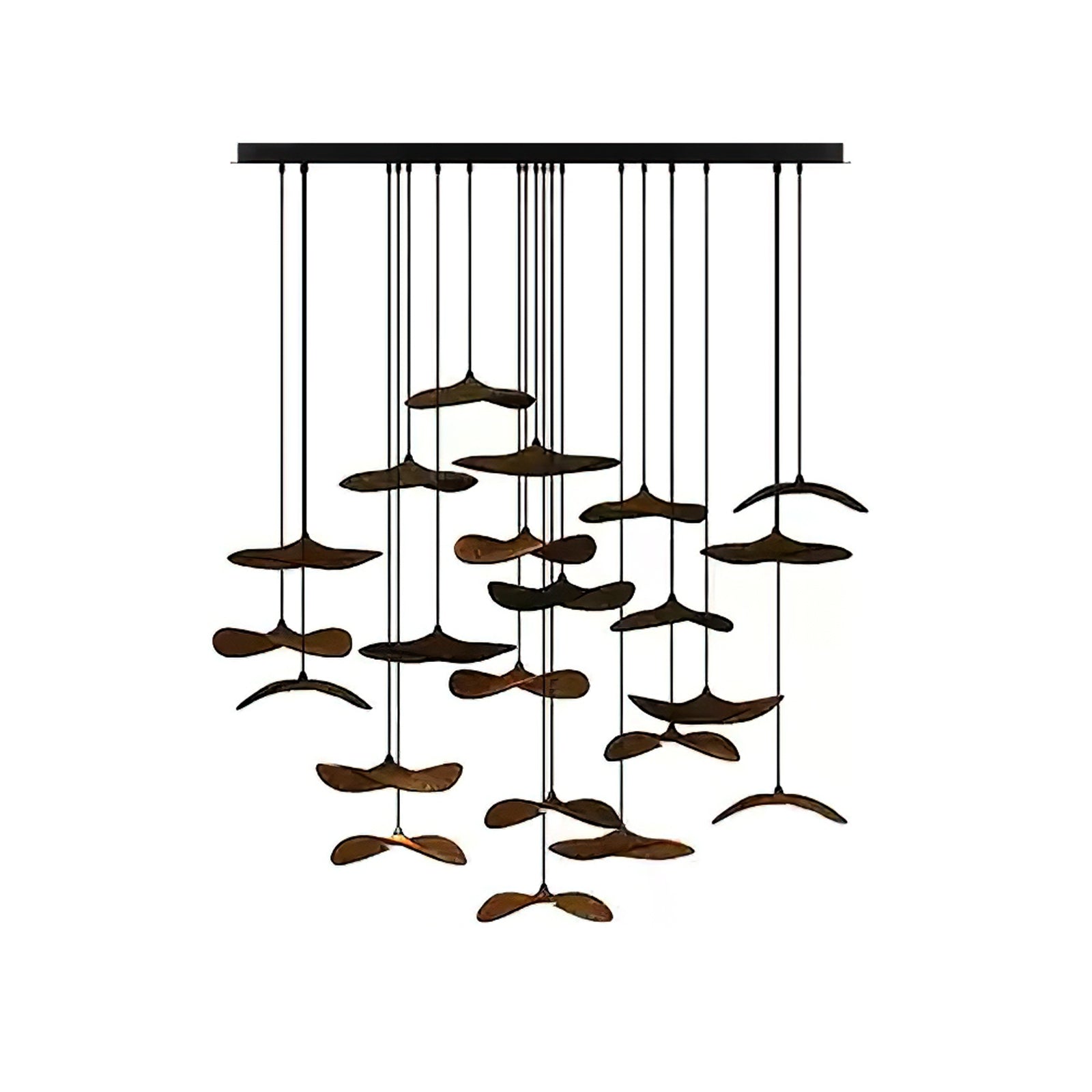 Abbott Modern Minimalist Empty Leaf Metal Wood Chandelier - Blowlighting