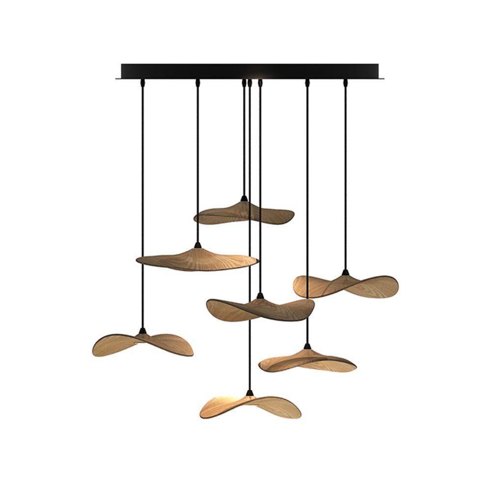 Abbott Modern Minimalist Empty Leaf Metal Wood Chandelier - Blowlighting