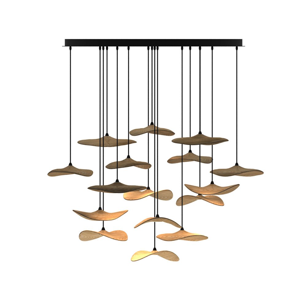 Abbott Modern Minimalist Empty Leaf Metal Wood Chandelier - Blowlighting