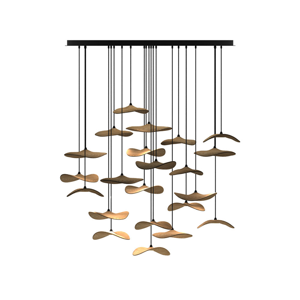 Abbott Modern Minimalist Empty Leaf Metal Wood Chandelier - Blowlighting