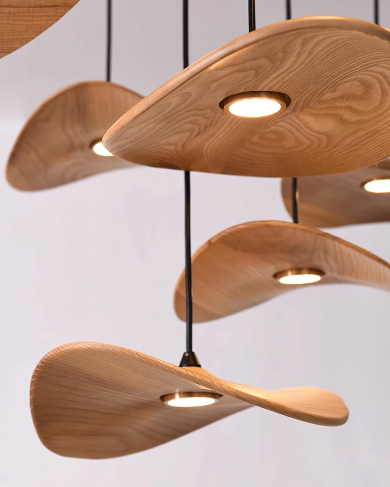 Abbott Modern Minimalist Empty Leaf Metal Wood Chandelier - Blowlighting