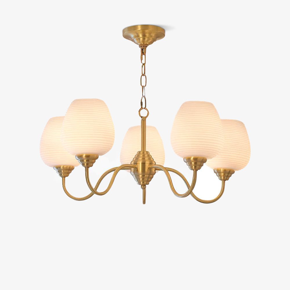 Lustra Kronleuchter Antik Messing Weiß Glas-Letslighting