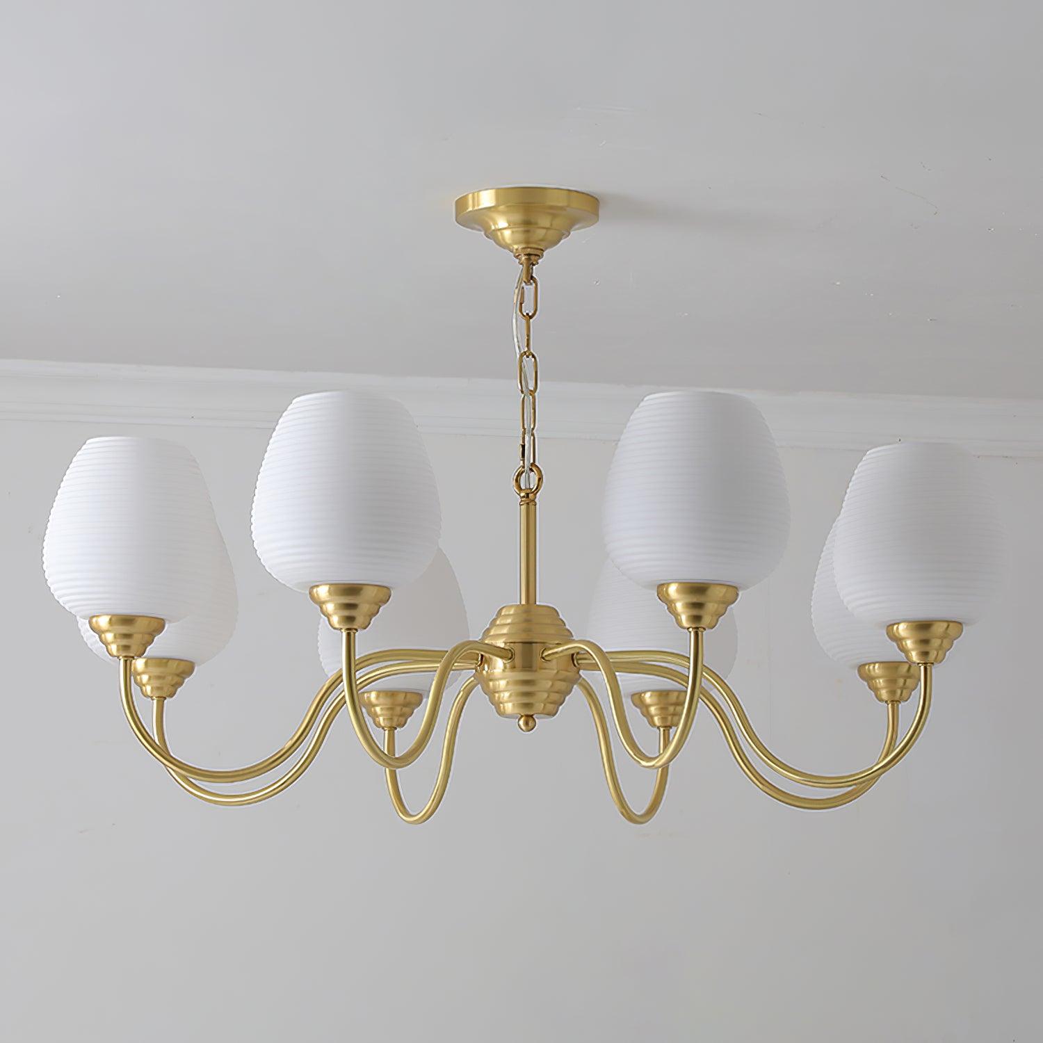 Lustra Kronleuchter Antik Messing Weiß Glas-Letslighting