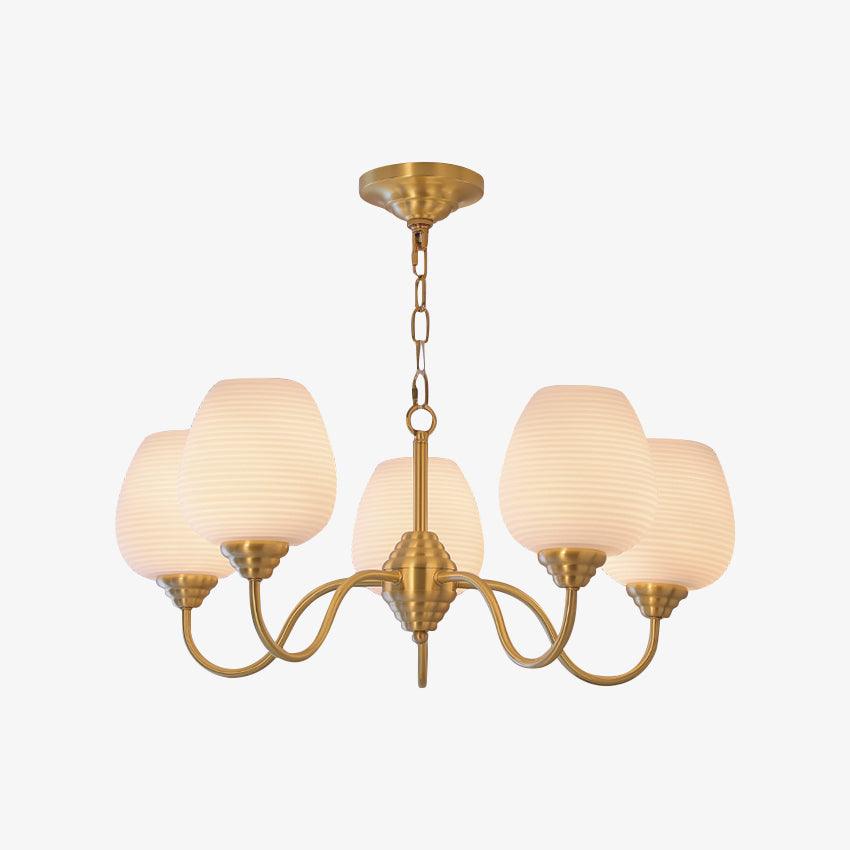 Lustra Kronleuchter Antik Messing Weiß Glas-Letslighting