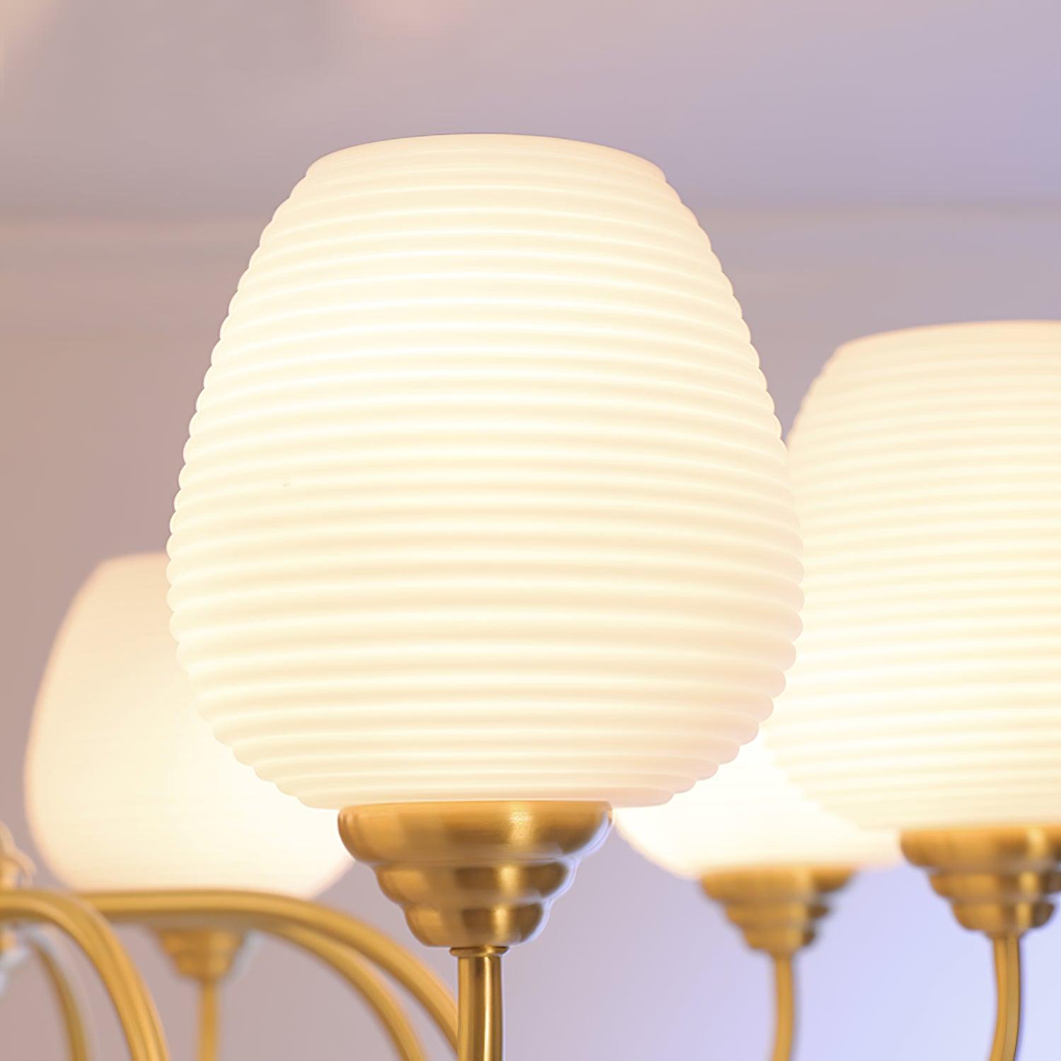 Lustra Kronleuchter Antik Messing Weiß Glas-Letslighting