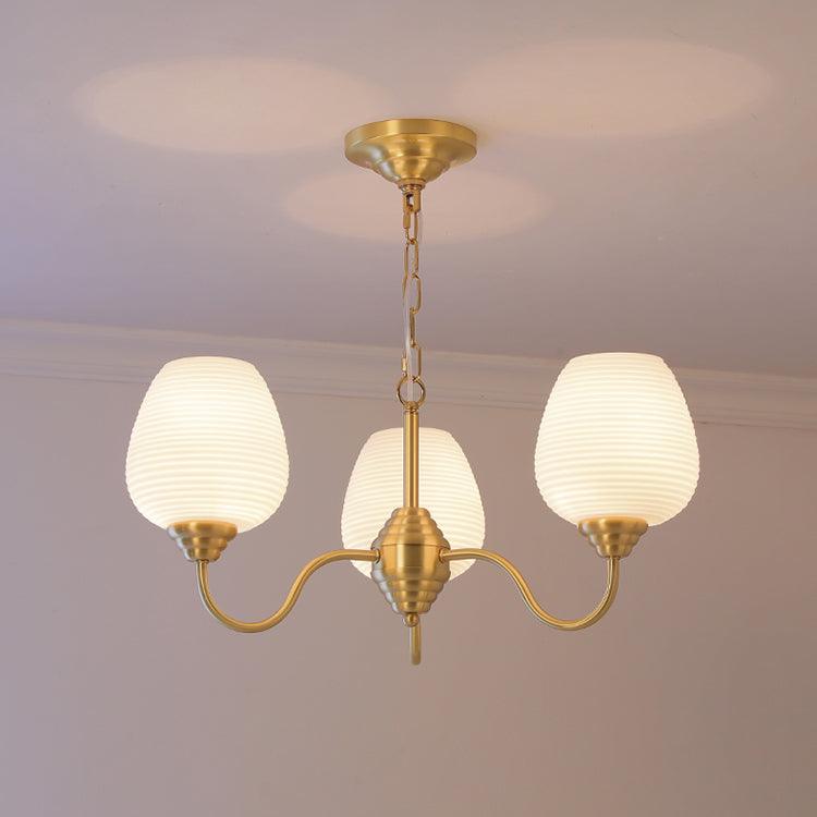 Lustra Kronleuchter Antik Messing Weiß Glas-Letslighting