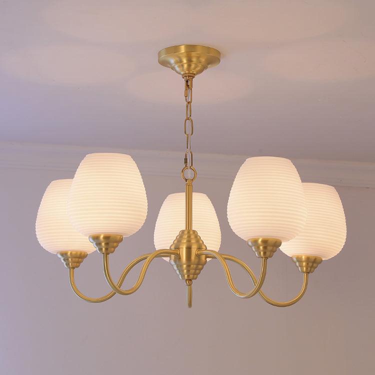 Lustra Kronleuchter Antik Messing Weiß Glas-Letslighting