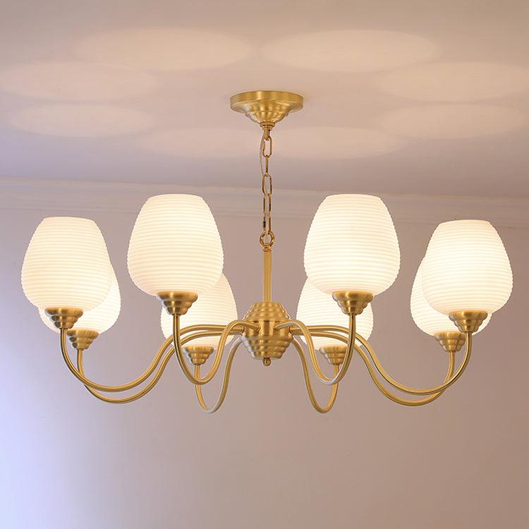 Lustra Kronleuchter Antik Messing Weiß Glas-Letslighting