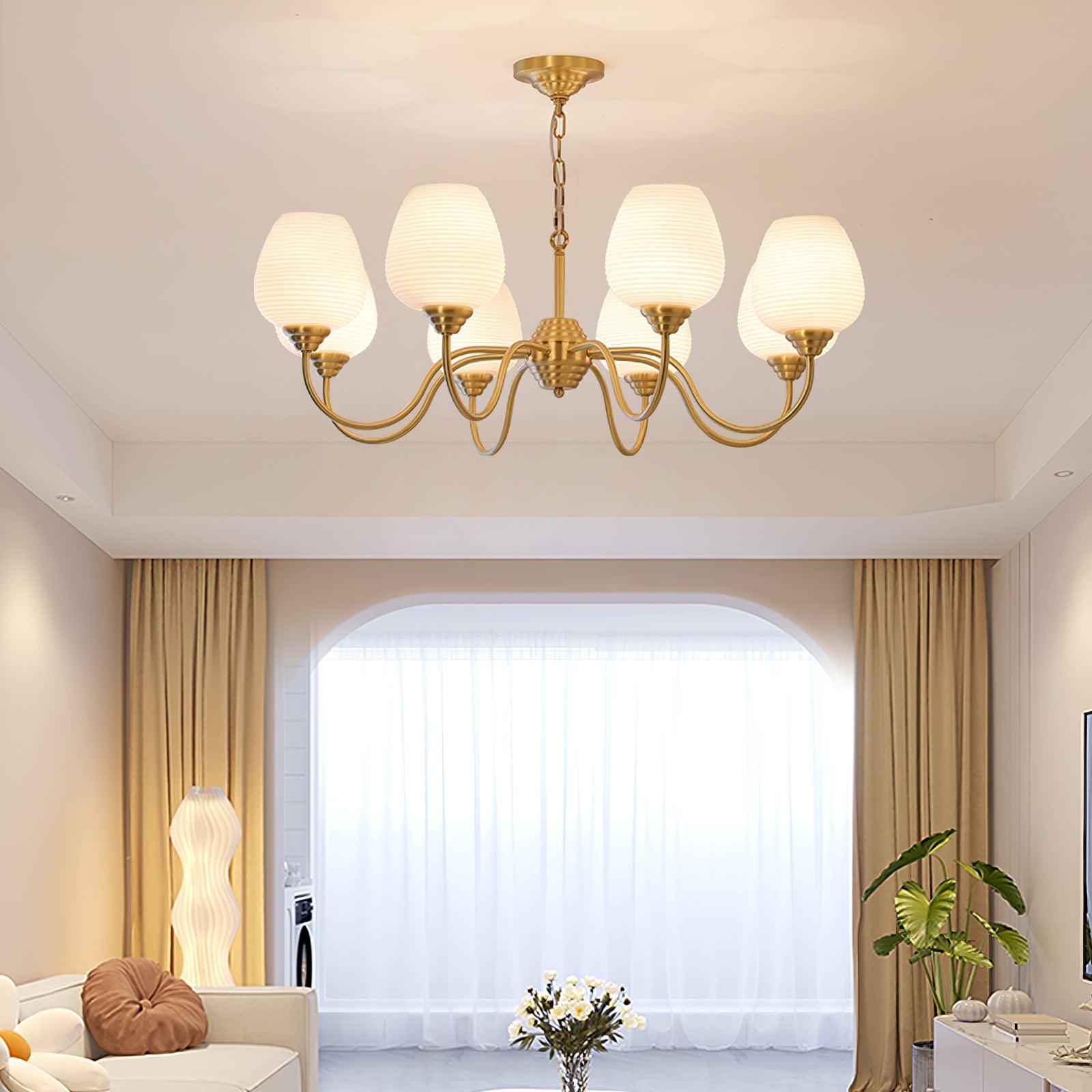 Lustra Kronleuchter Antik Messing Weiß Glas-Letslighting
