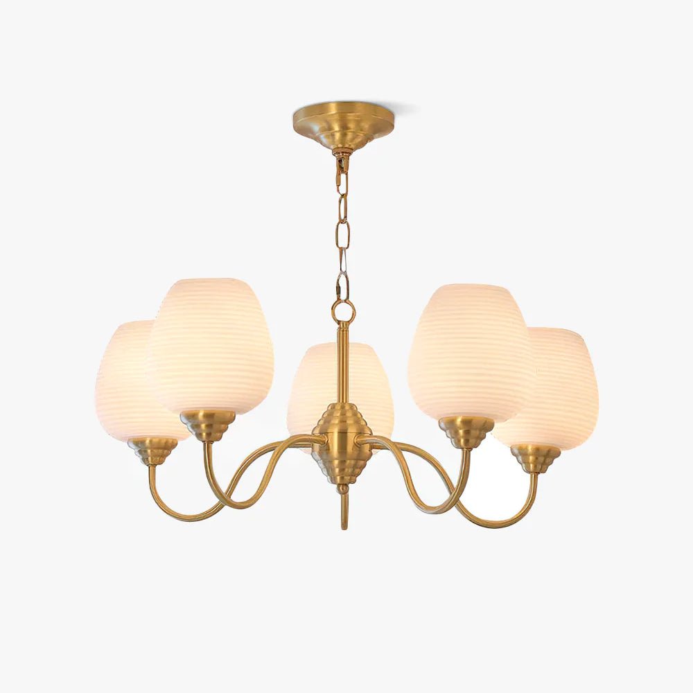 Lustra Kronleuchter Antik Messing Weiß Glas-Letslighting