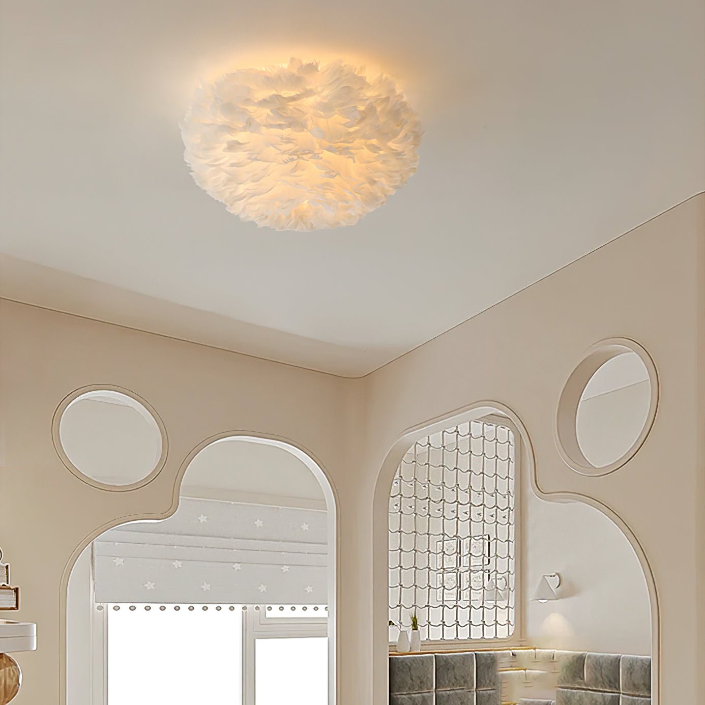 Zalore Premium Nordisch Kunst Gefiedert Deckenleuchte-Letslighting