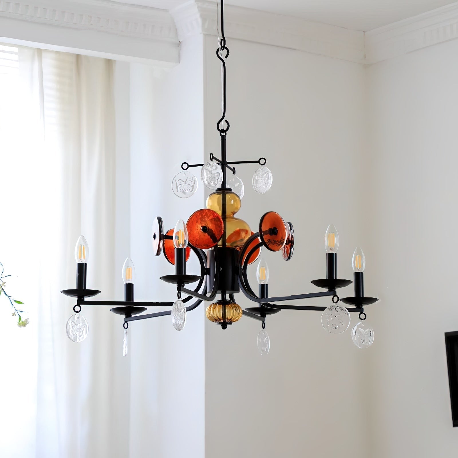 Anorion Industrieller Vintage-Luxus-Glas-Kronleuchter-Letslighting